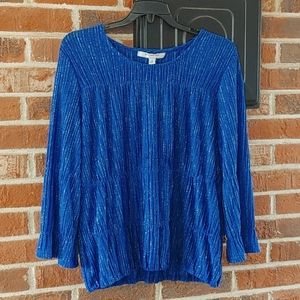 Andrew Marc Metallic Blue Blouse Size M